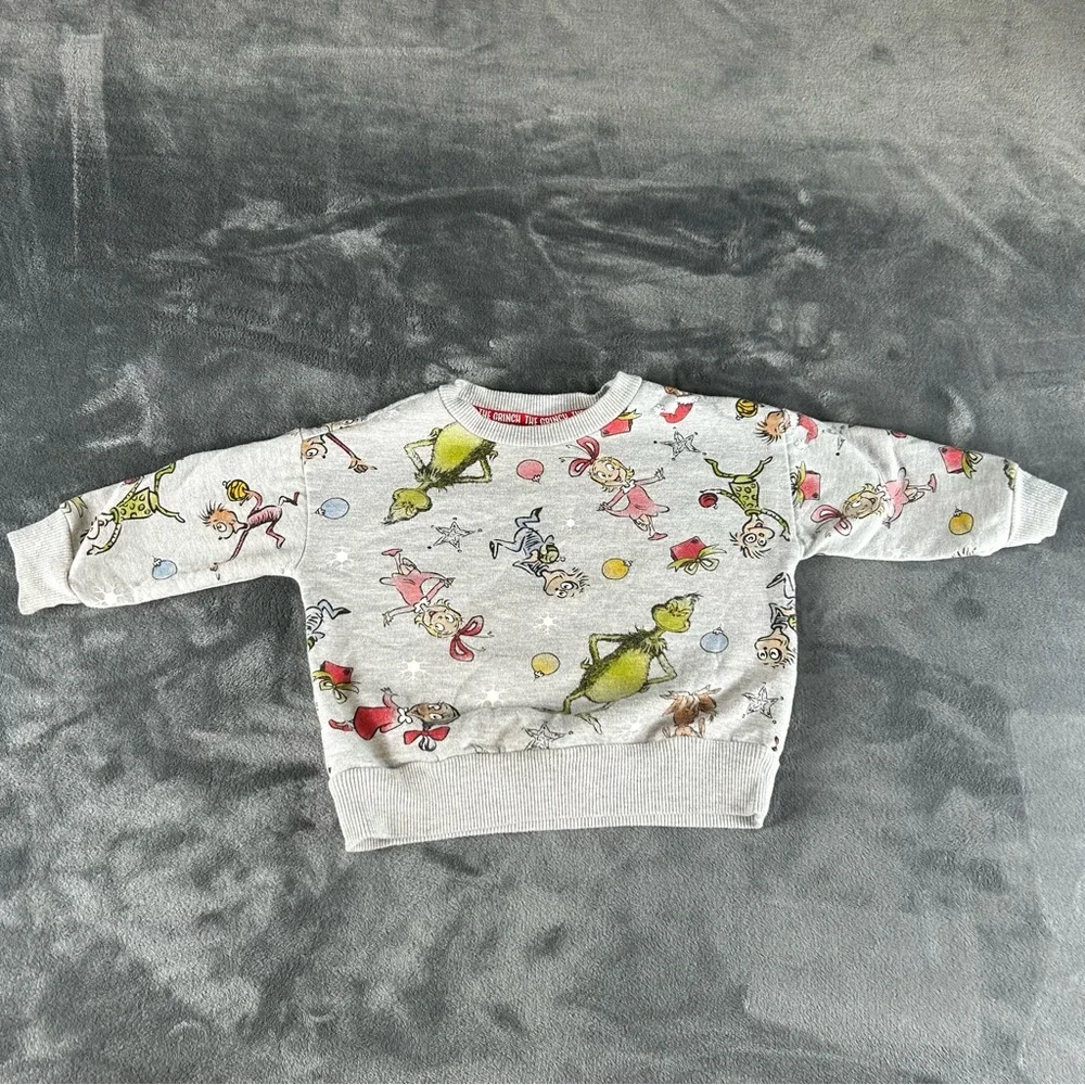 The Grinch 2 Piece‎ Sweat Suit Baby Toddler 2T Joggers & Crewneck Gray